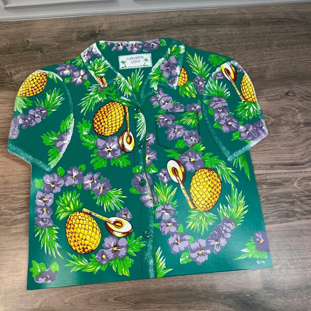 Paradise Cove Hawaiian Shirt Vinyl Placemats & Coasters Set 8pc Tropical